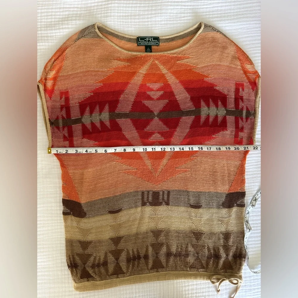 Vintage Ralph Lauren Active Navajo Aztec Crochet Tunic Sweater, Size Large - Picture 3 of 8